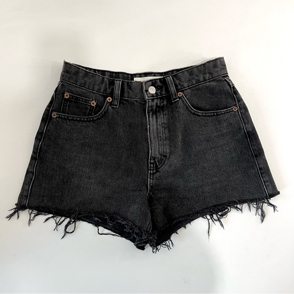Topshop Denim A-line Mom Short in Washed Black - Picture 5 of 13
